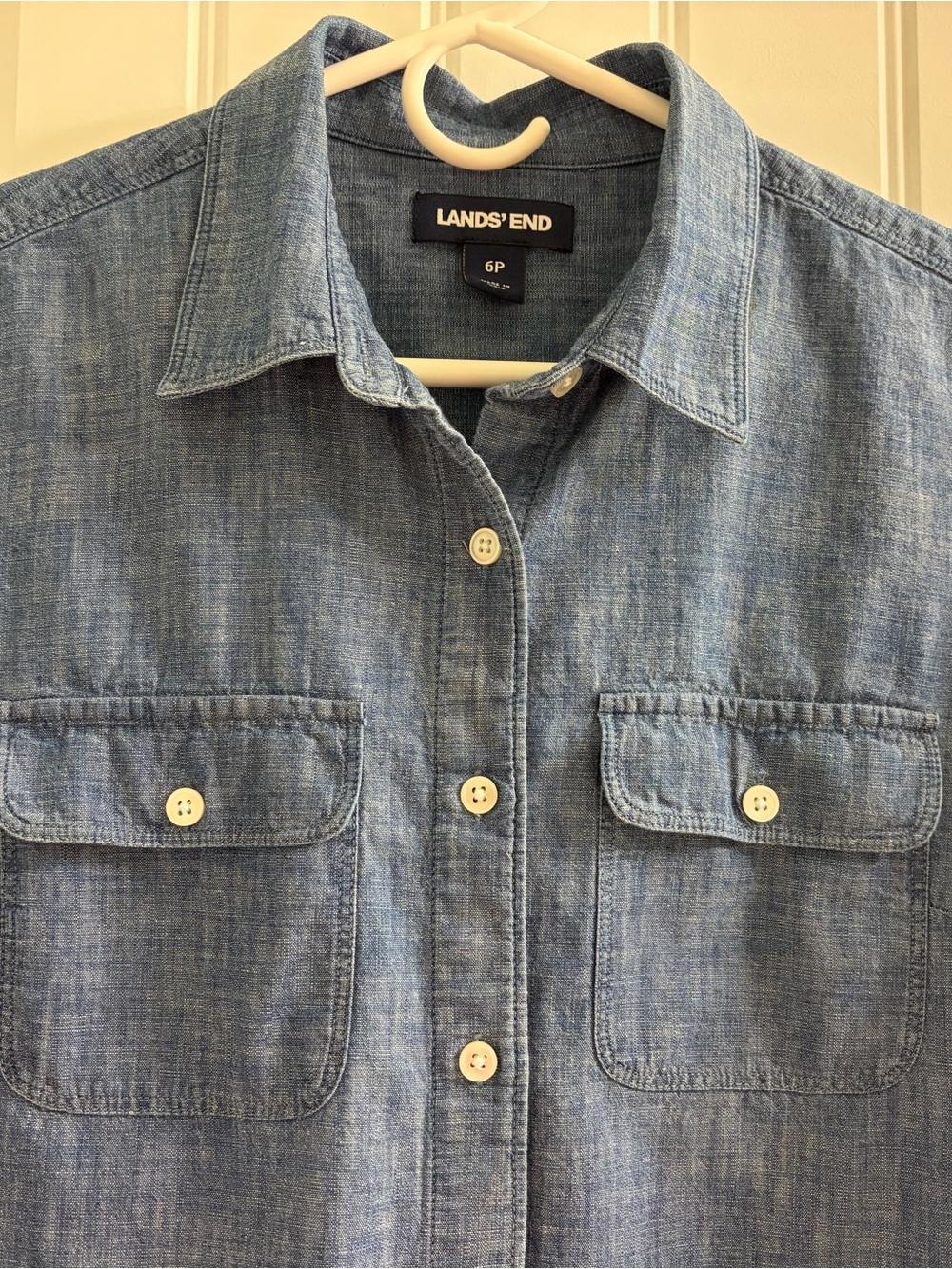 Lands' End Medium Blue Chambray 6 Shirt Dress Casual Preppy Teachercore - Picture 3 of 8